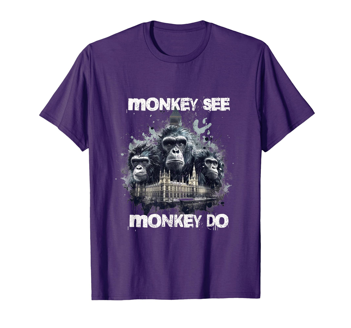 Monkey See Monkey Do Political Ironic Design T-Shirt