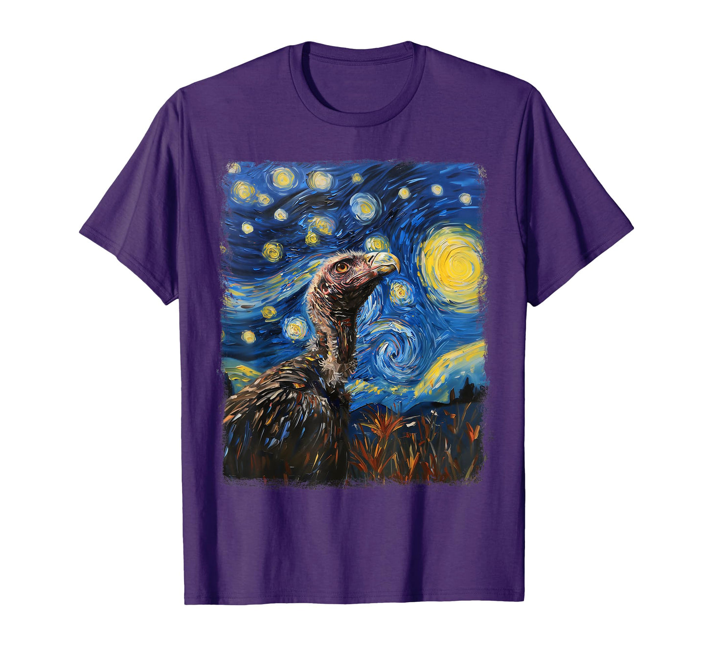 Vulture Bird Starry Night Painting T-Shirt