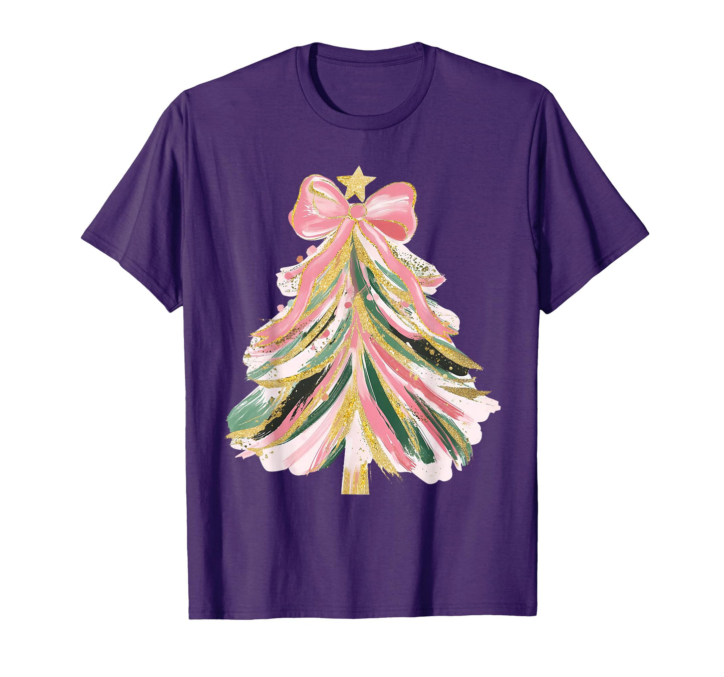 Coquette Bow Christmas Xmas Tree Family Matching Holiday T-Shirt