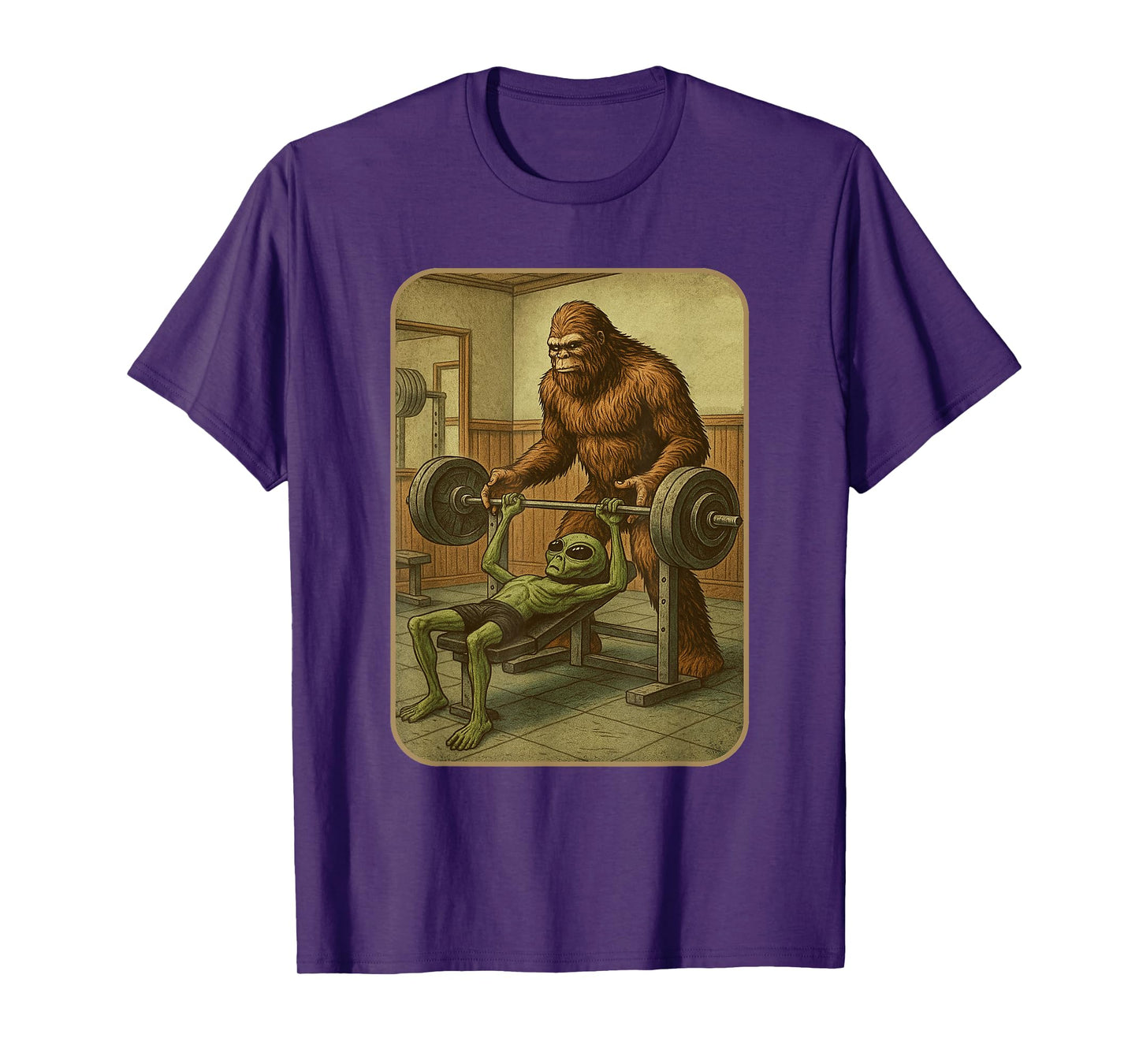 Gym Shirt Men Women Weightlifting Bigfoot Alien T-Shirt