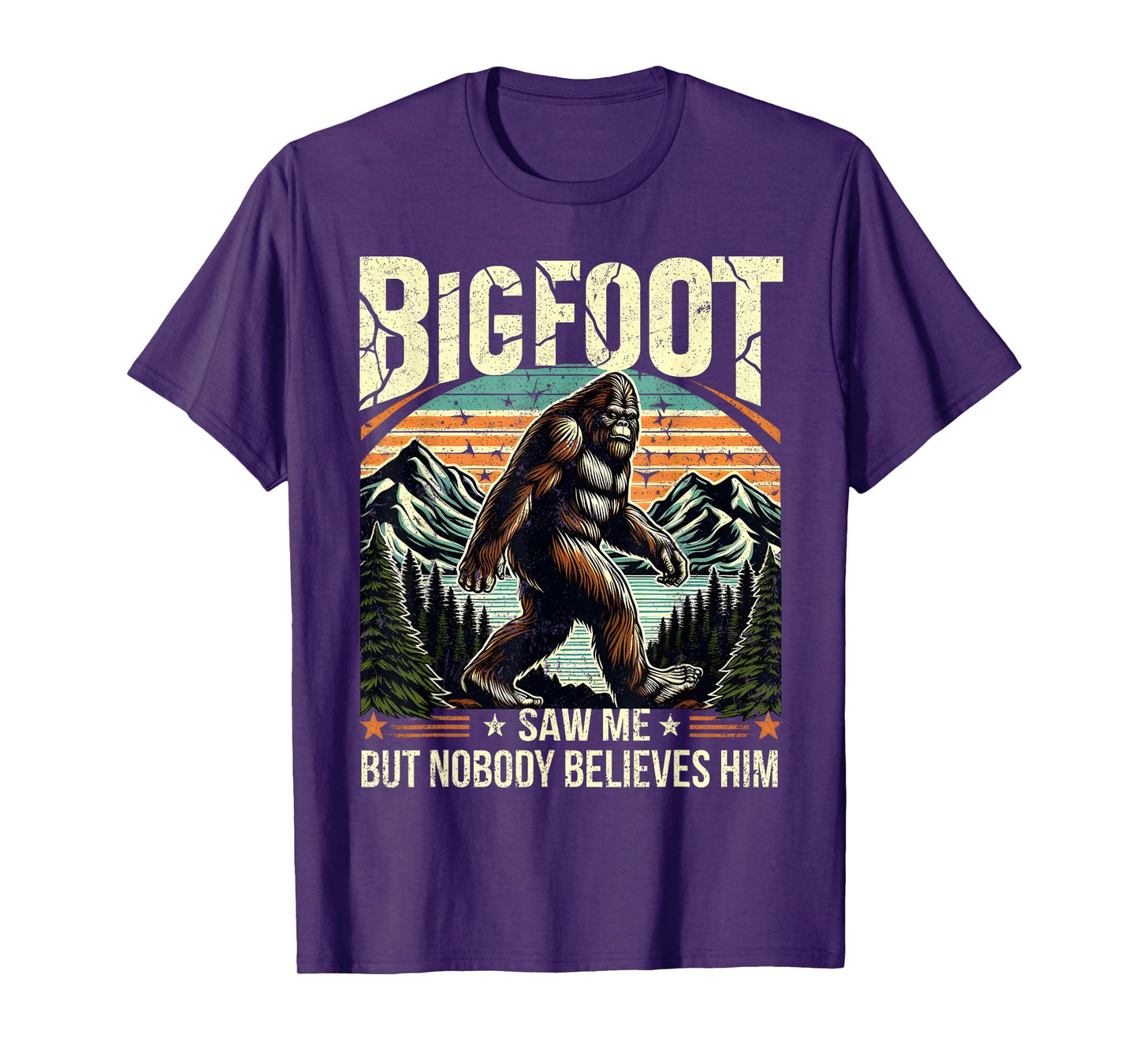Bigfoot Saw Me Funny Sasquatch Retro Forest Tee T-Shirt