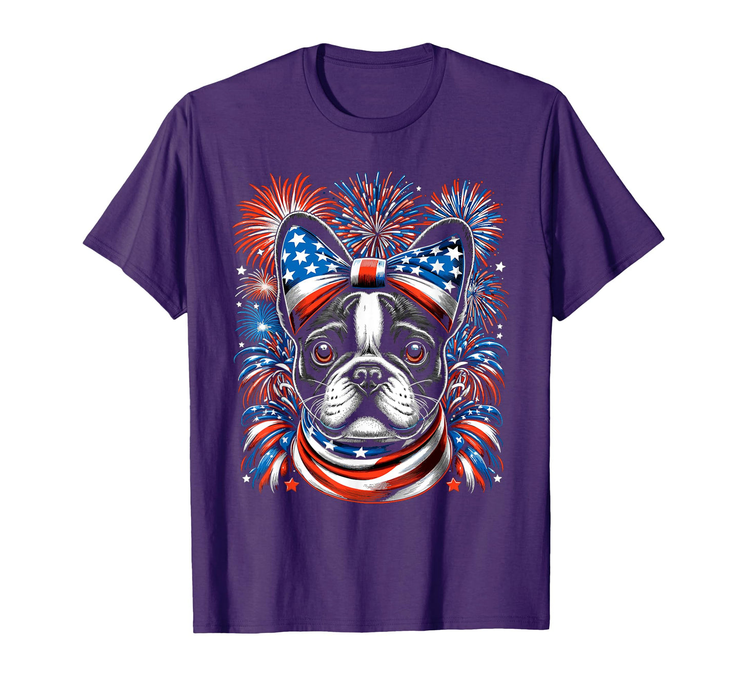 French Bulldog Patriotic 4th Of July USA American Flag T-Shirt for Women Men
