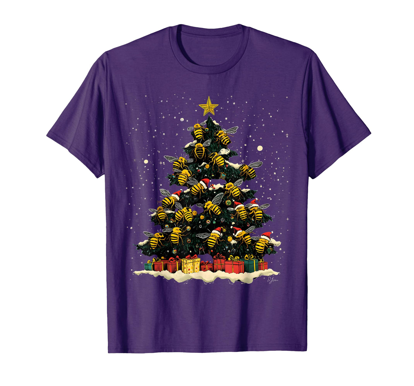 Bee Christmas Tree Ornament Decor Xmas T-Shirt