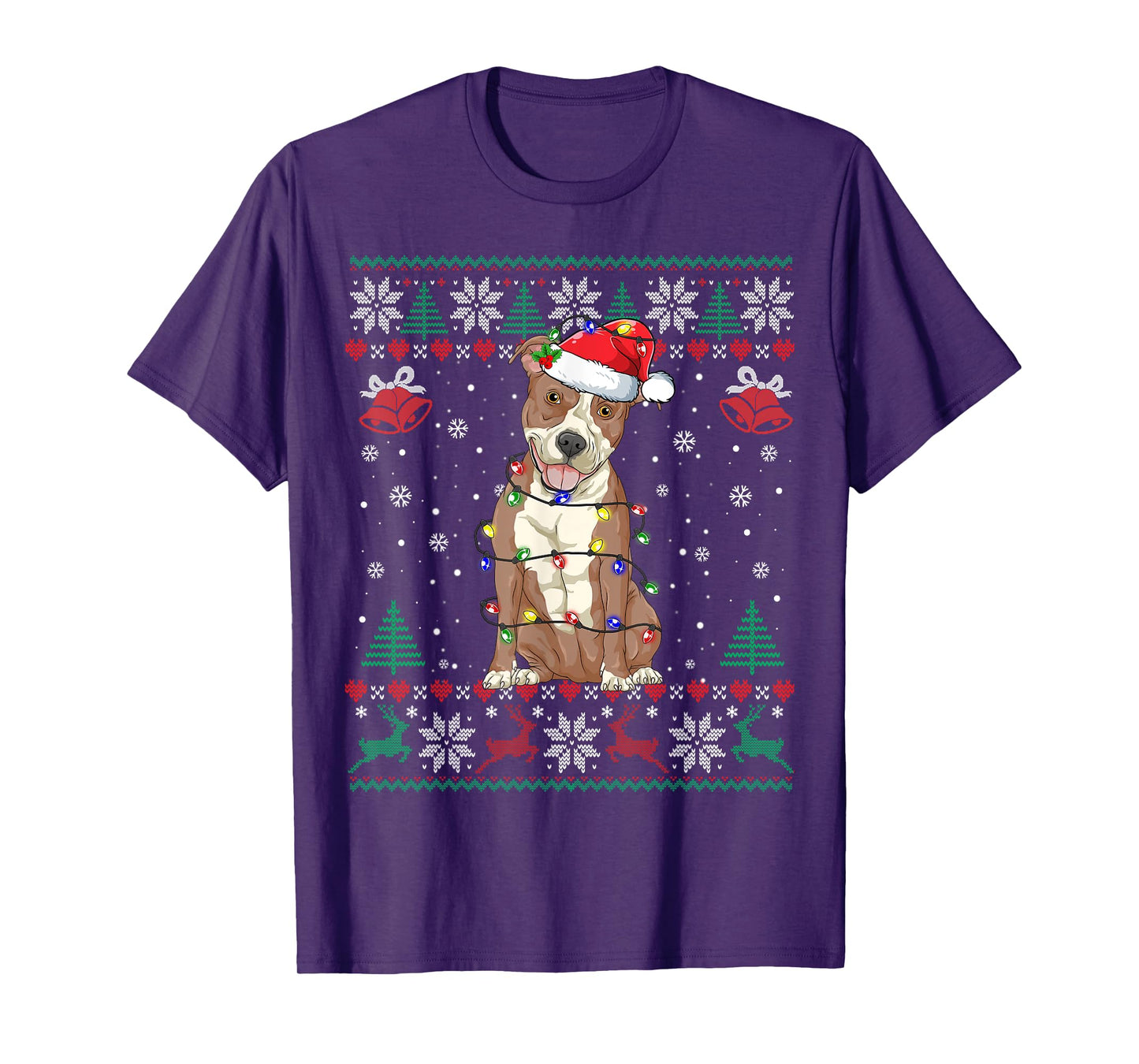Pitbull Christmas Ugly Sweater Funny Dog Lover Xmas T-Shirt for Men Women Girls Kids