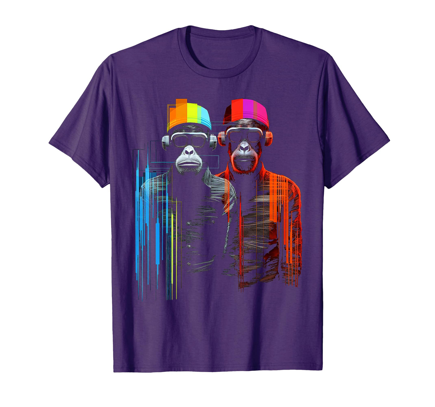 Monkey Colorful Animal Drawingg Abstract Art Monkey T-Shirt