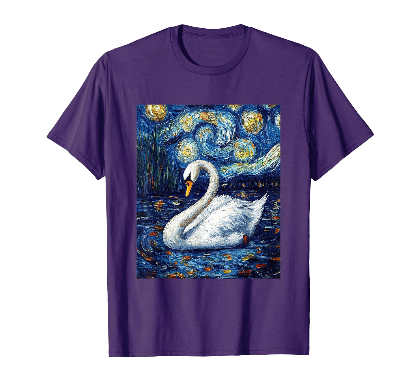 Cute Swan Bird - Van Gogh Style - Starry Night T-Shirt