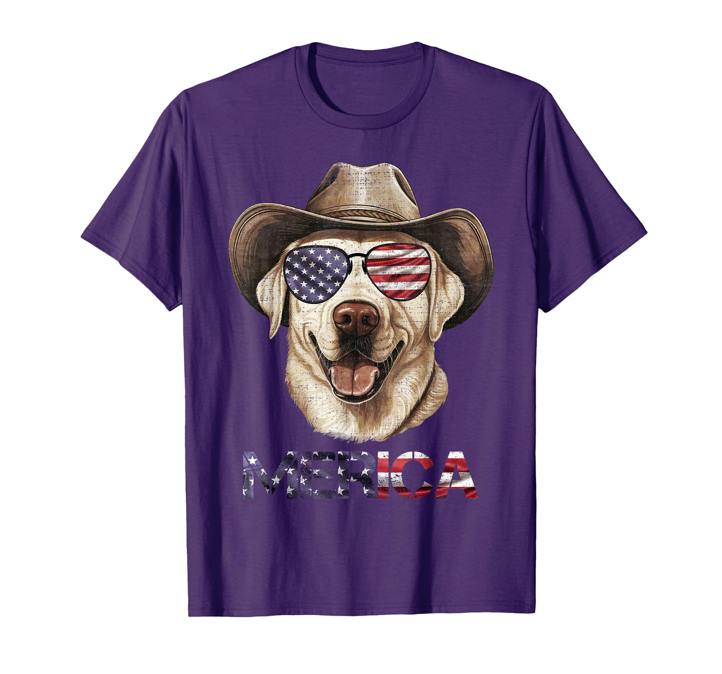Labrador Dog With Glasses, Merica Lab Dog With USA Flag Women Kids Men T-Shirt