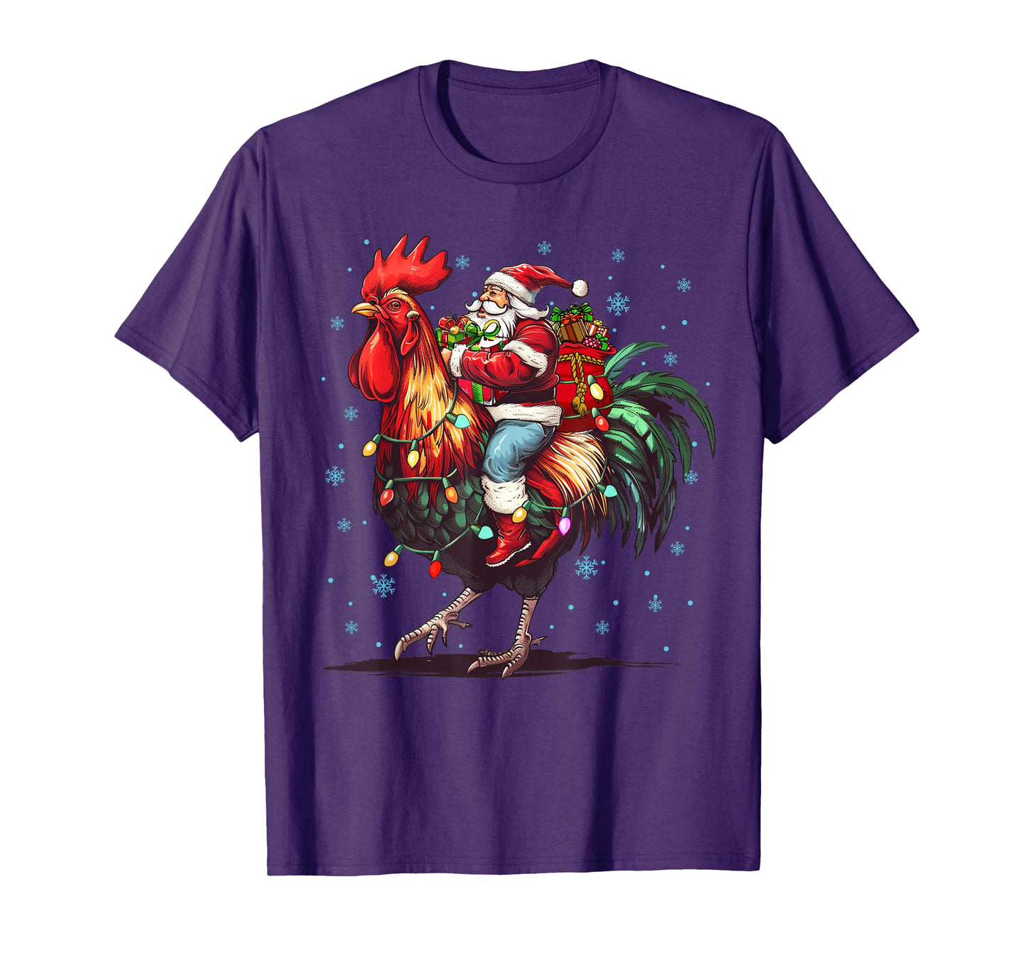 Chicken Lover Xmas Funny Santa Riding Chicken Christmas 2025 T-Shirt