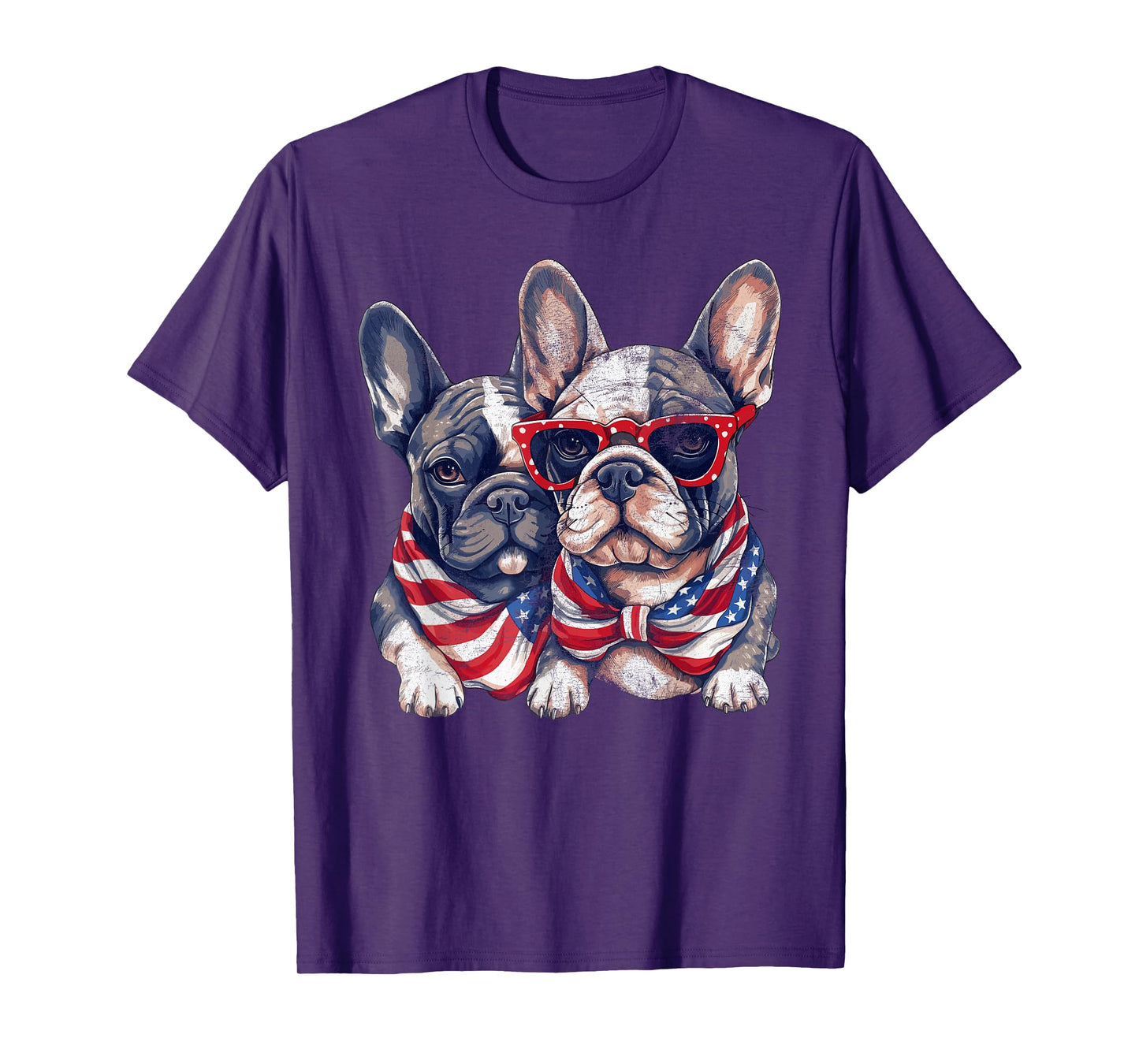 French Bulldog American Flag Patriotic 4th of July Frenchie Women Kids Men T-Shirt