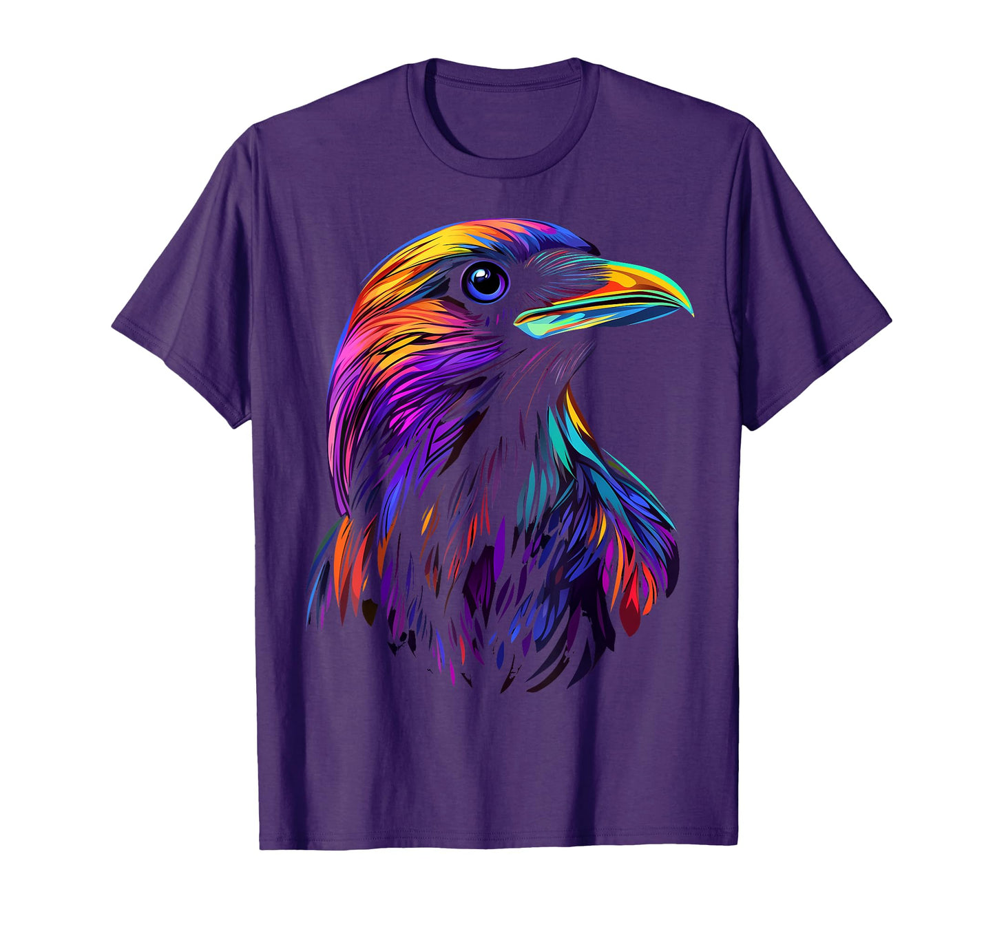 Colorful Crow Face Cute Birds Animal Lover Men Women Black T-Shirt