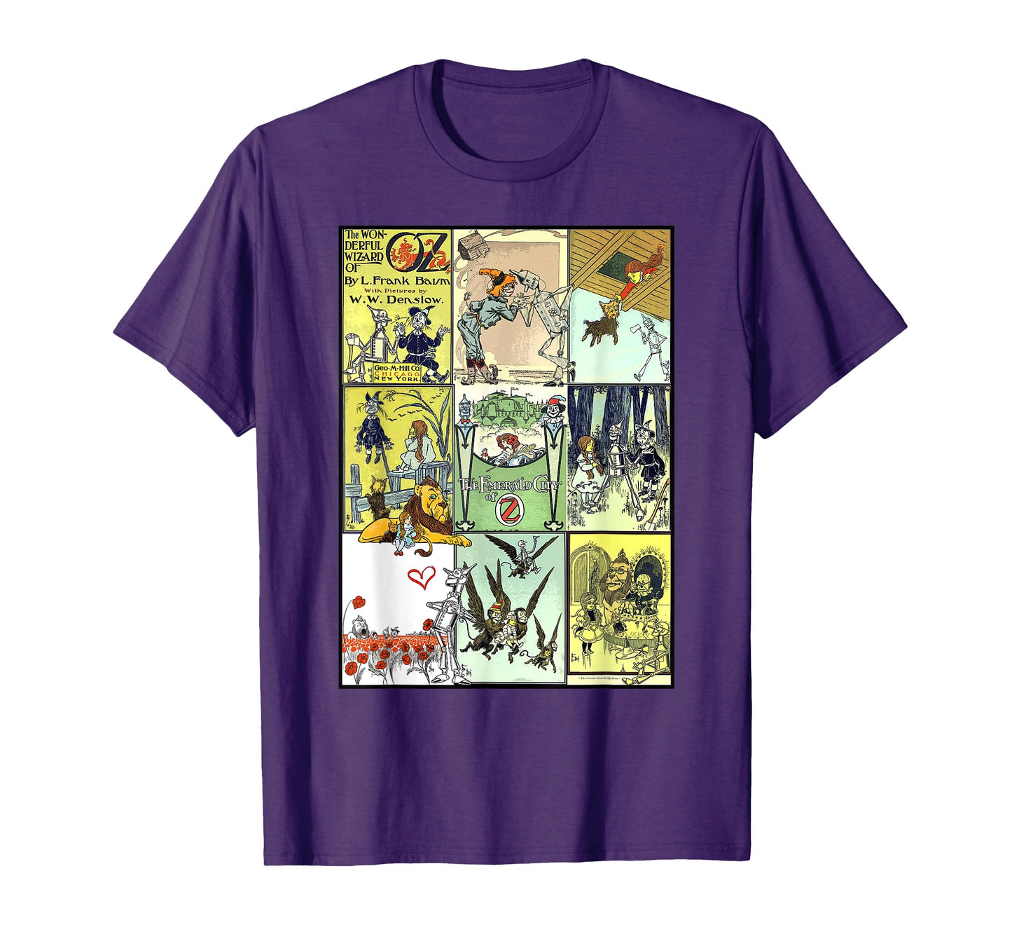 Dorothy and Toto The Wonderful Wizard of Oz Collage T-Shirt - Green, Unisex-Adults, Short Sleeve, T-Shirt, Small