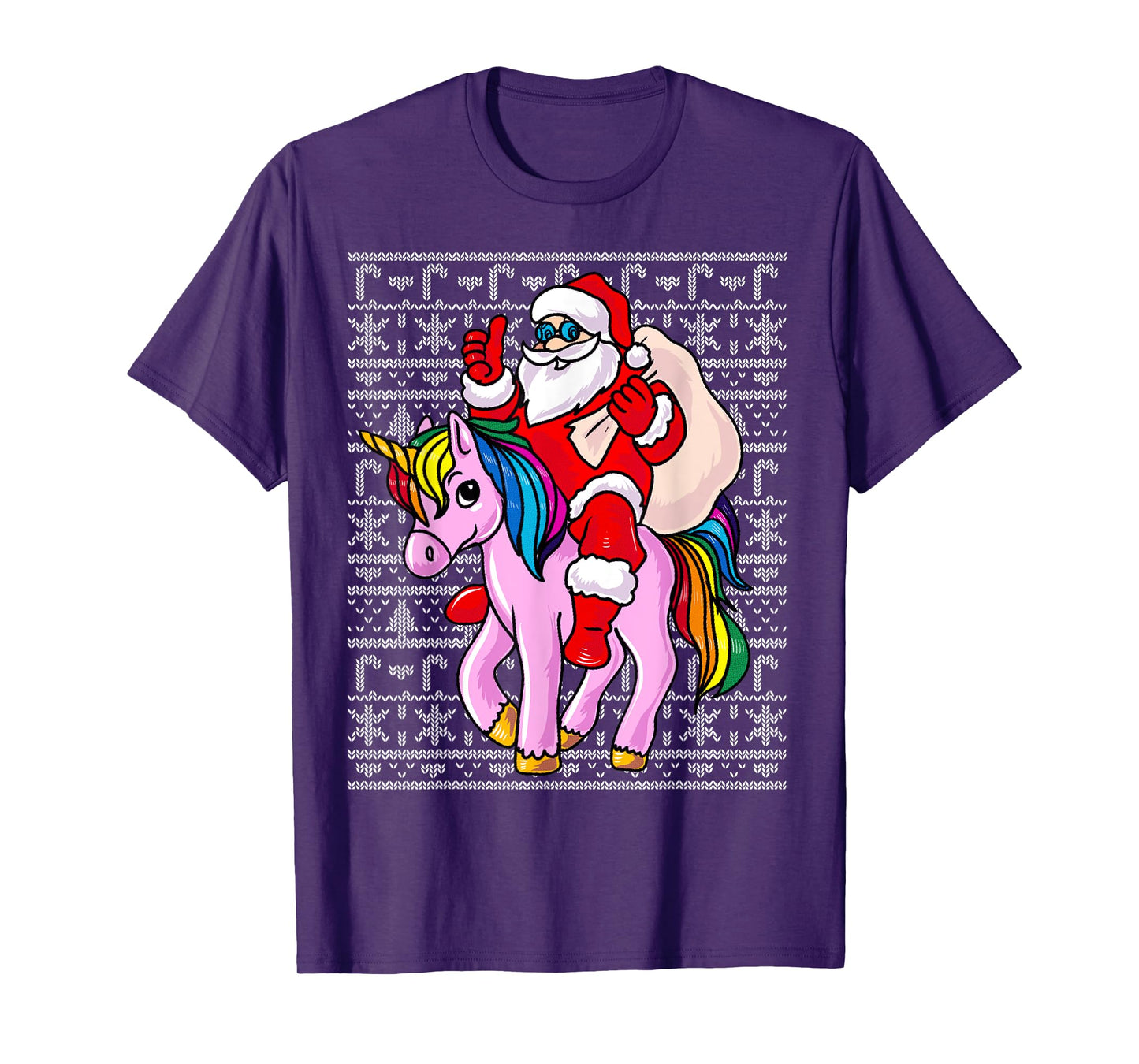 Santa Claus Pink Unicorn Girls Womens Ugly Christmas Kids T-Shirt