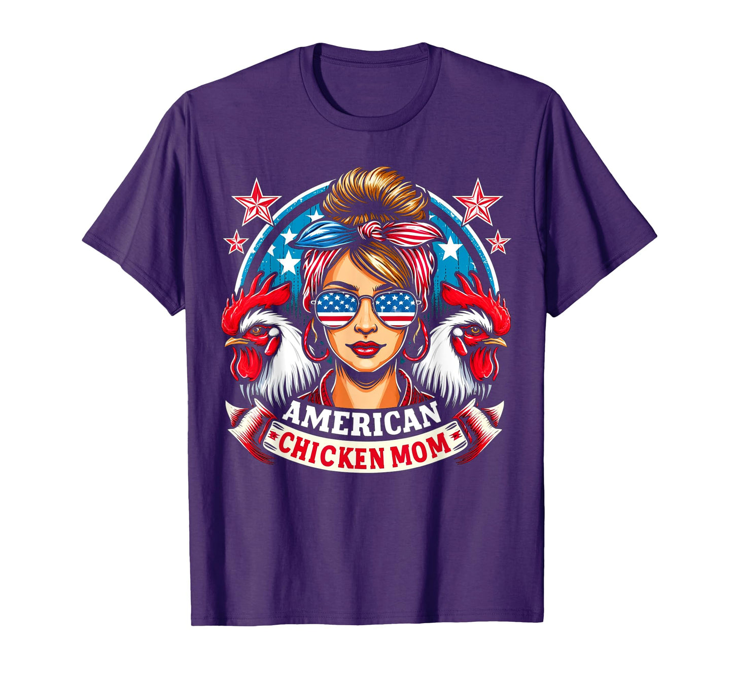 Patriotic America Chicken Mom 4th of July USA Chicken Lover T-Shirt for Women Kids Men