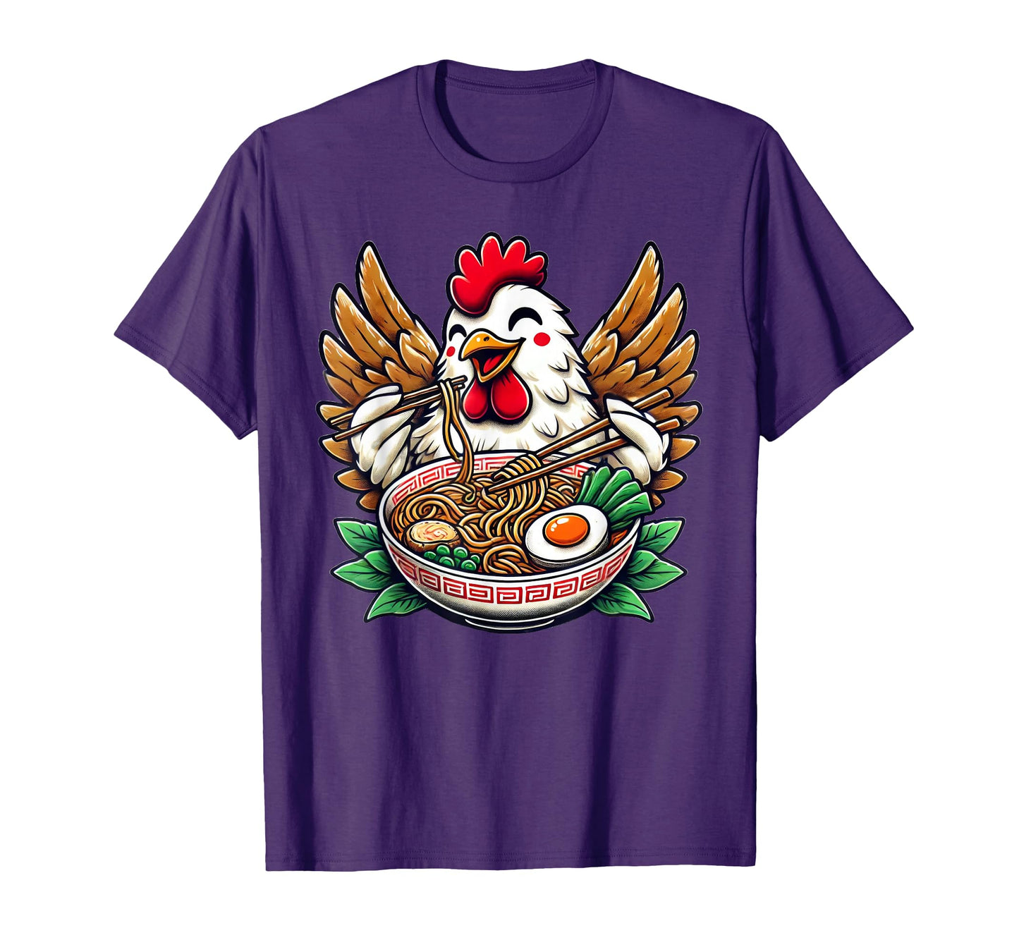 Kawaii Chicken Eating Ramen Noodles T-Shirt