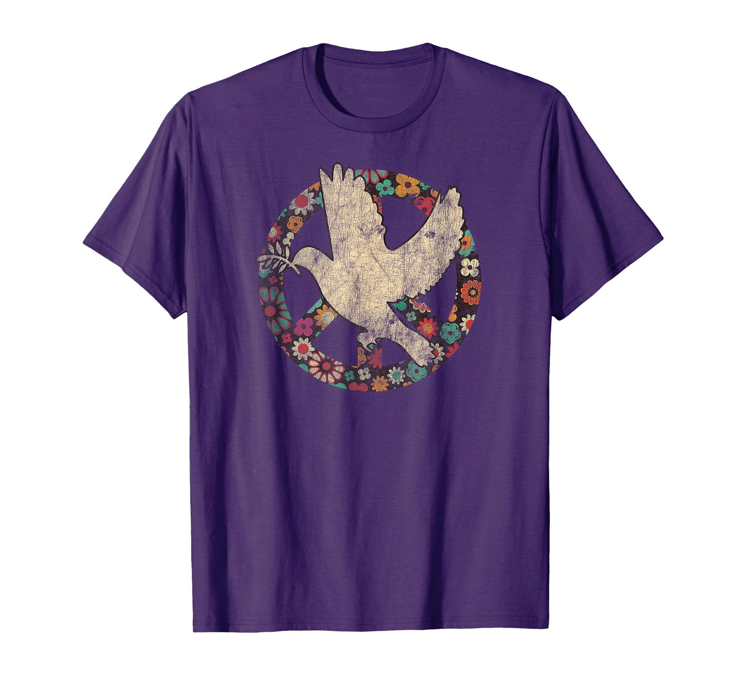 Dove Bird of Distress Peace Sign Kindness and Flower Peace T-Shirt