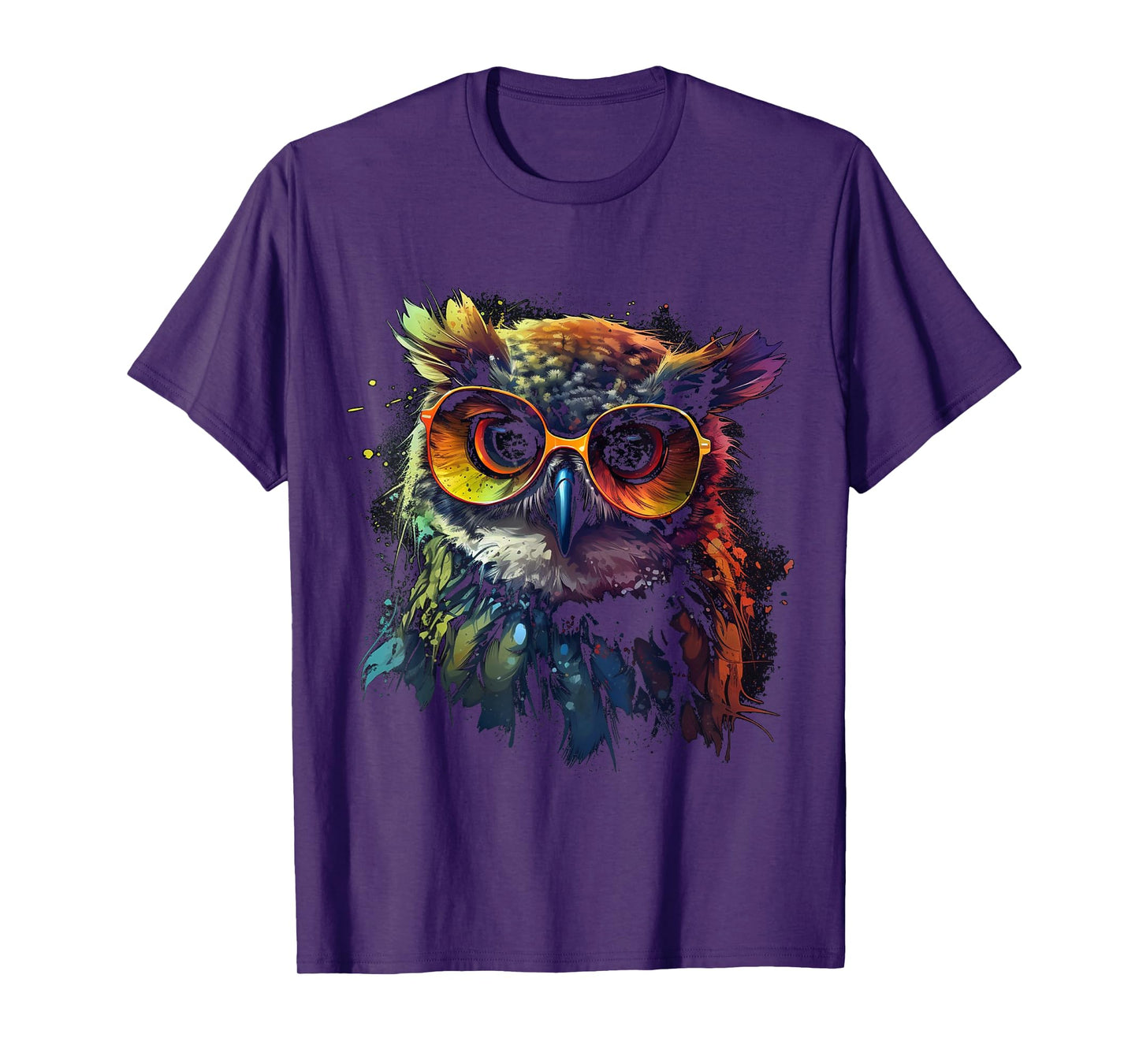 Owl Artwork - Animal Glasses Colourful Bird Art Owl T-Shirt