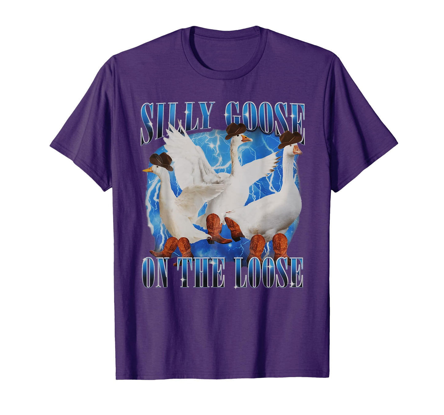 Western Goose Cowboy Silly Goose On The Loose Funny Men T-Shirt