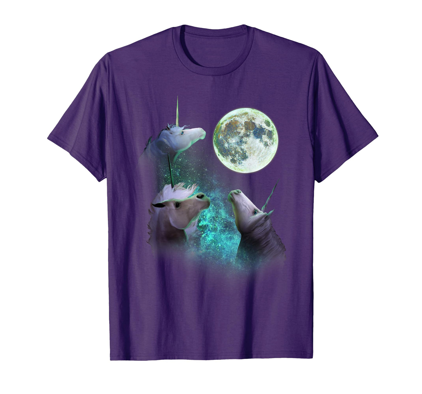 Three Unicorns Howl At Moon 3 Wolfs Wolves Funny Parody T-Shirt
