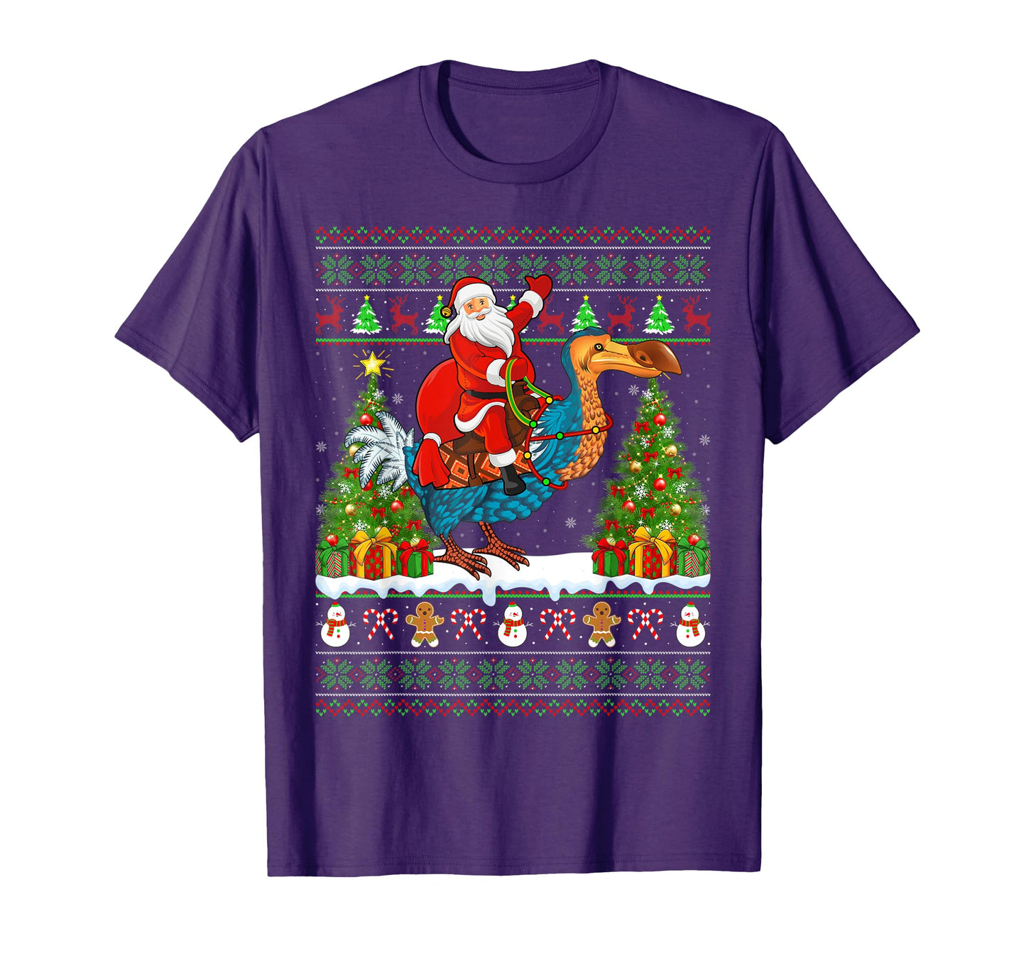 Dodo Bird Lover Funny Ugly Santa Riding Dodo Christmas T-Shirt