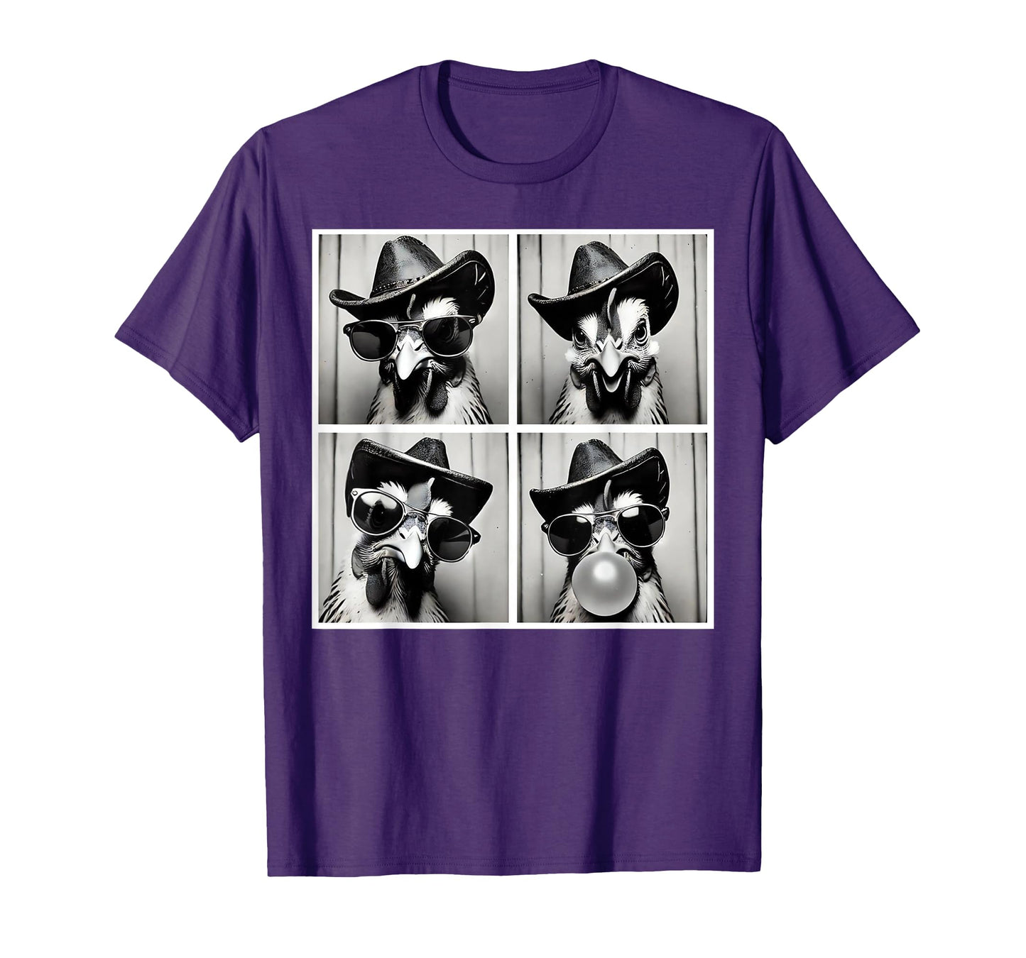 Cowboy Rooster Wearing Sunglasses Photobooth Selfie Western T-Shirt
