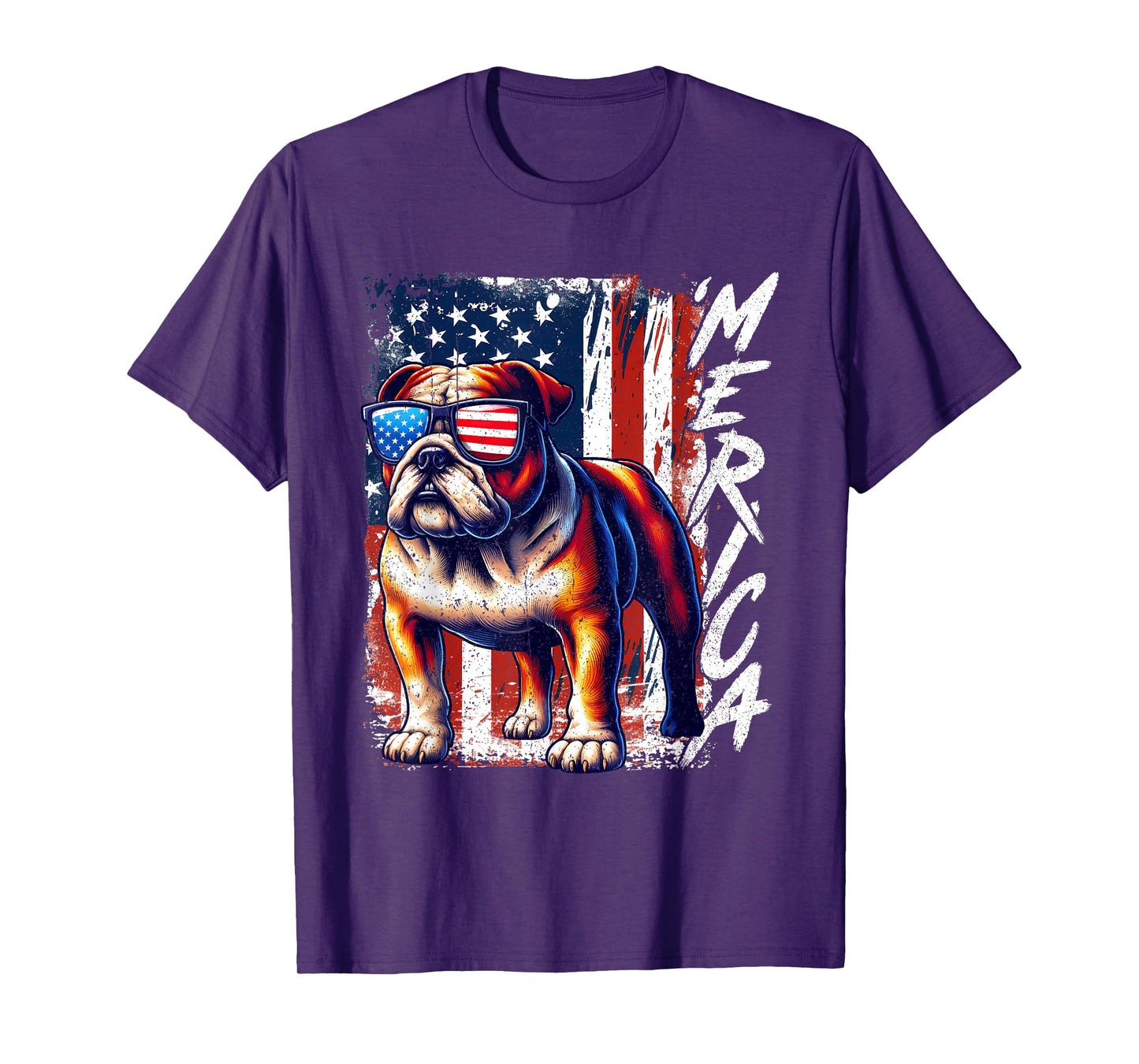 'Merica Bulldog Dogs Sunglasses Patriotic 4th Of July 2025 T-Shirt