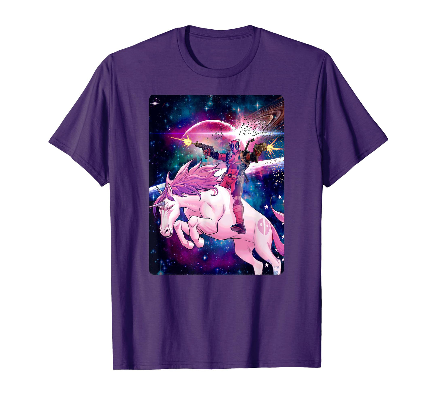 Marvel Deadpool In Space Unicorn Saddles Ablaze T-Shirt T-Shirt