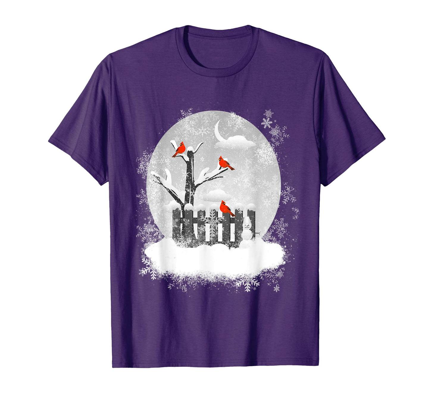 Red Cardinal Birds Winter Scene T-Shirt
