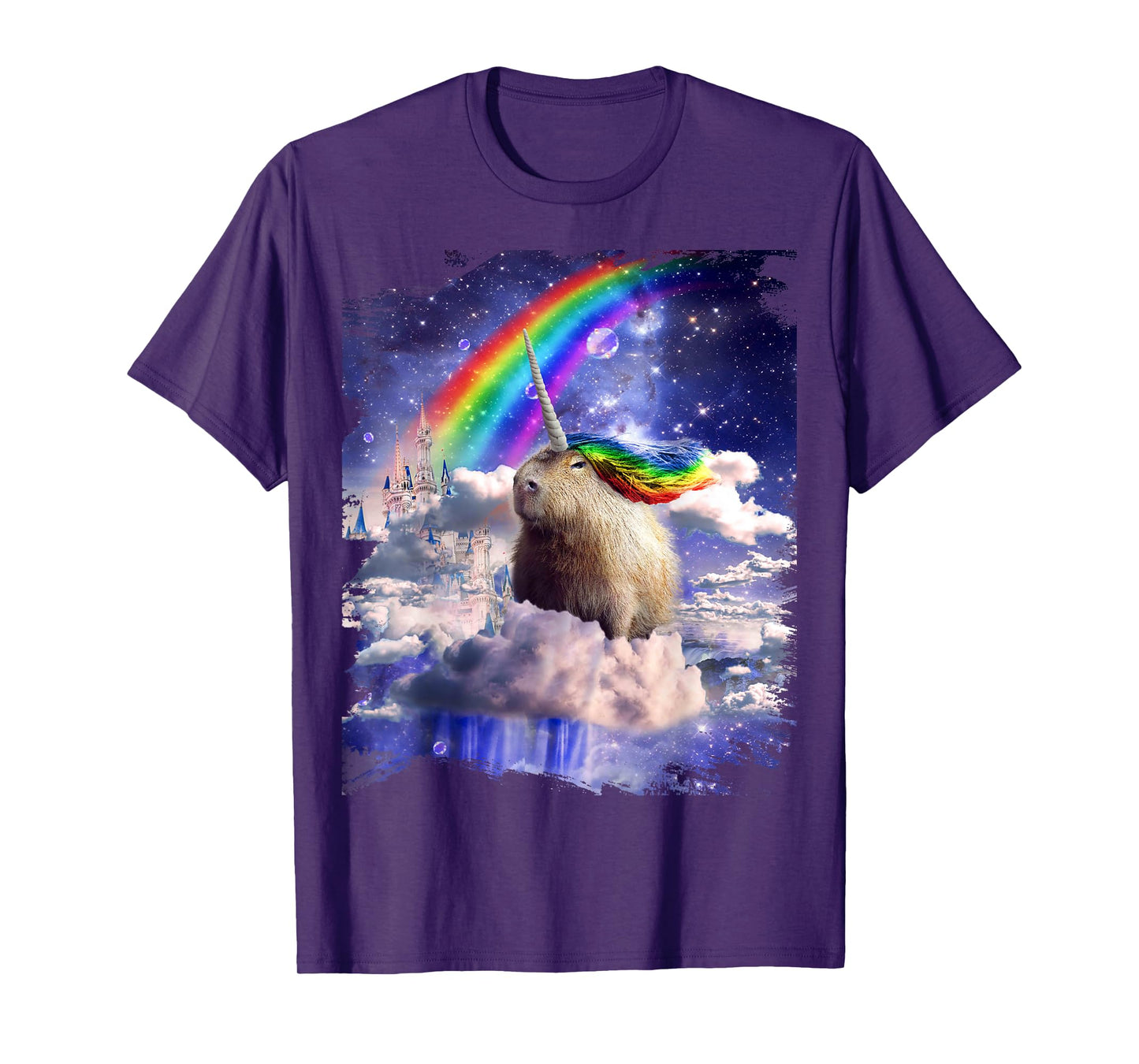 Capybaricorn Capybara Unicorn In Clouds Space Rainbow T-Shirt