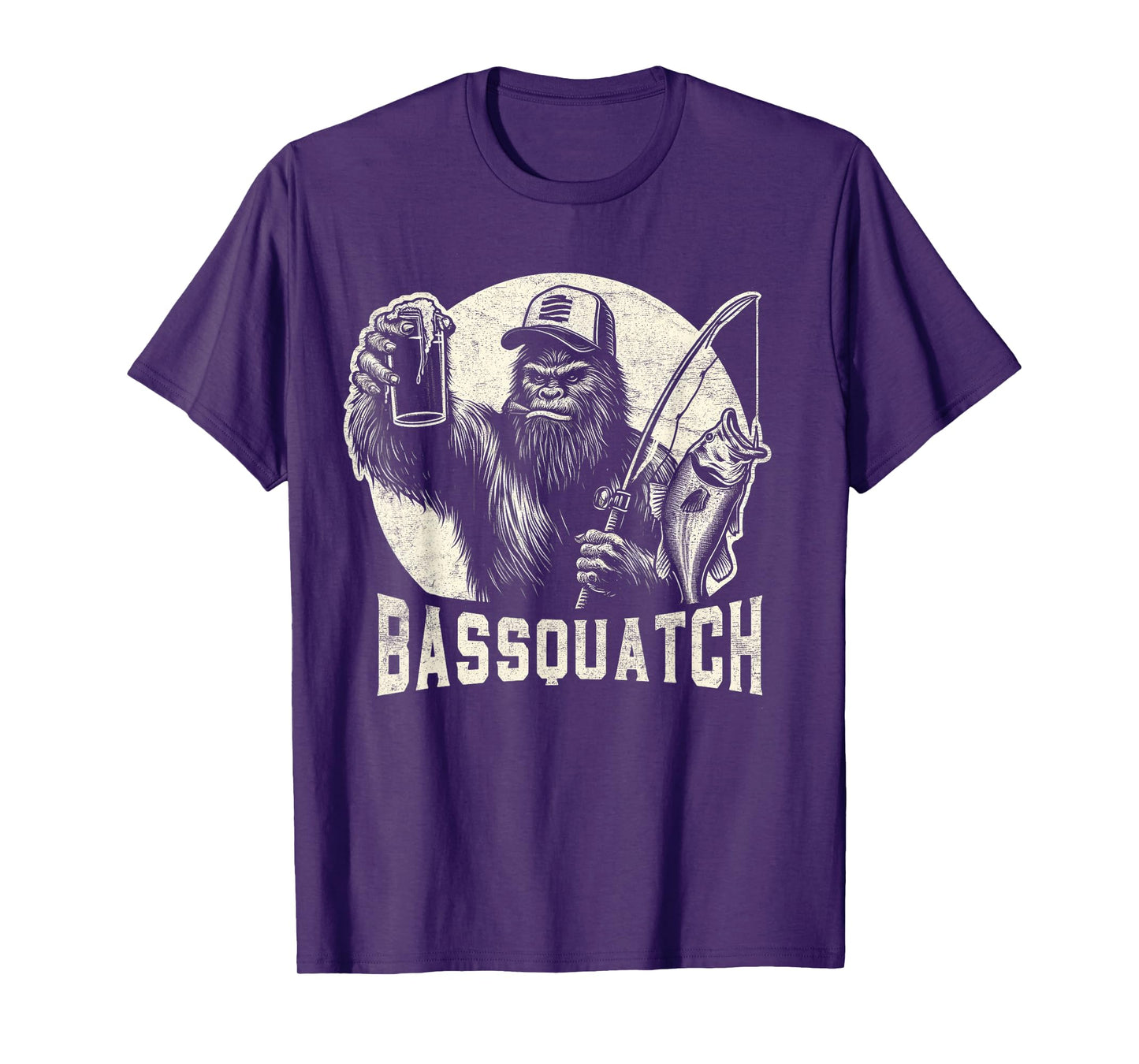 Bassquatch Sasquatch Men's Bass Fishing Bigfoot 80's Vintage T-Shirt
