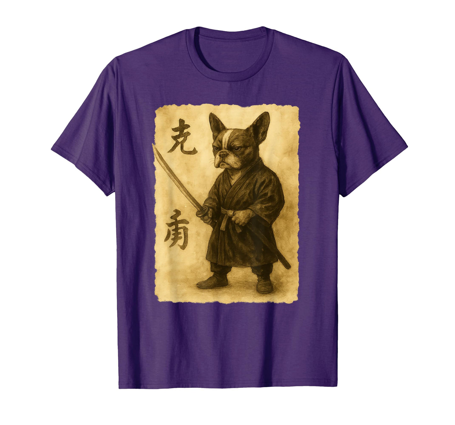 Samurai French Bulldog Watercolor Ukiyo Style T-Shirt