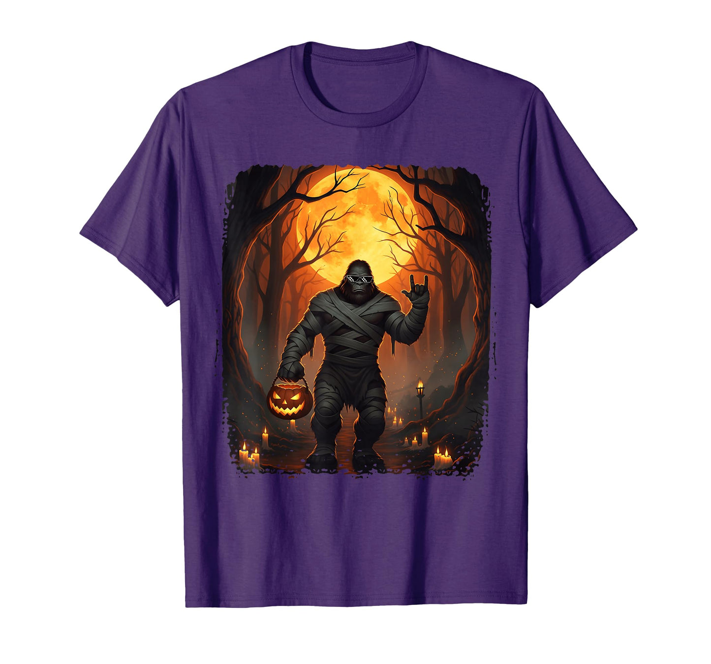 Cool Jack O Lantern Mummy Bigfoot Halloween Costumes T-Shirt