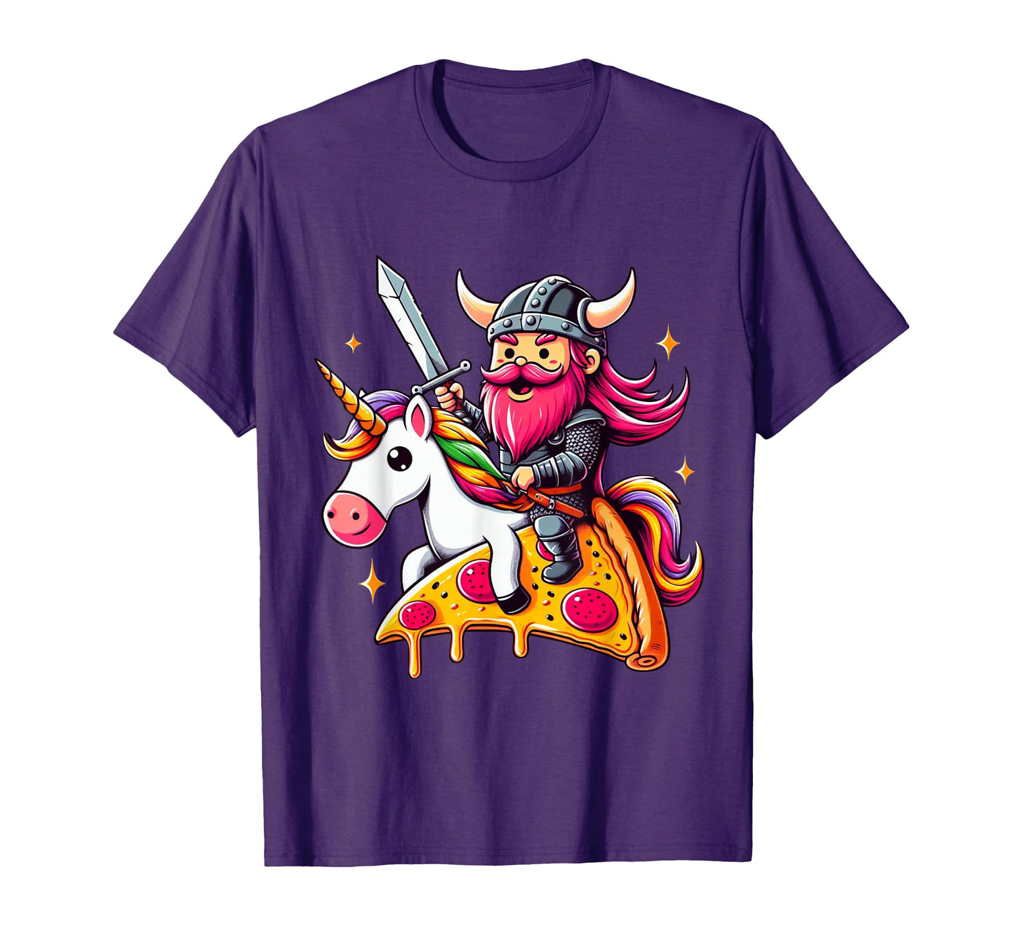 Viking And Unicorn On Pizza Boys Girls Men Women Kids Adults T-Shirt
