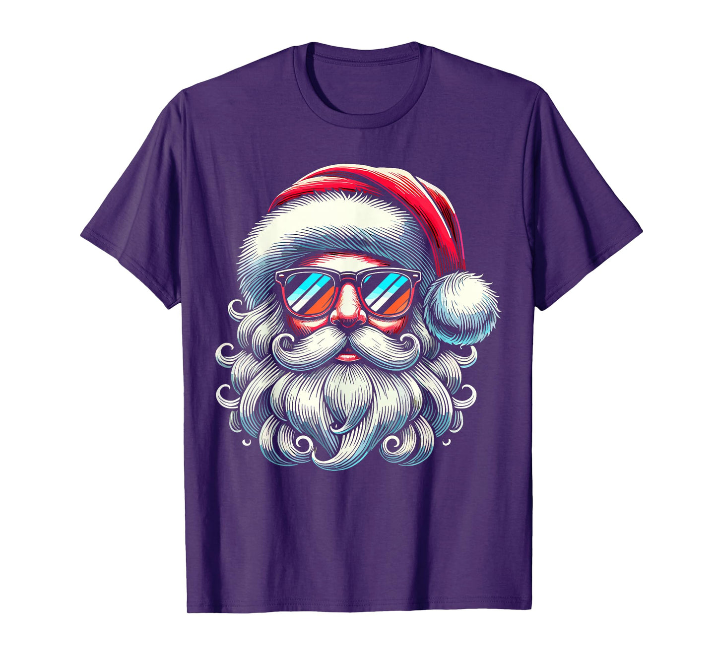 Santa Face Retro Sunglasses Christmas Xmas T-Shirt