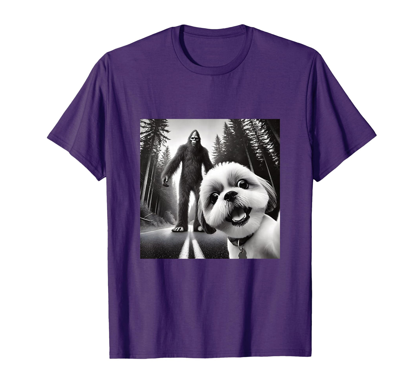Shih tzu and Bigfoot Adventure in Forest T-Shirt