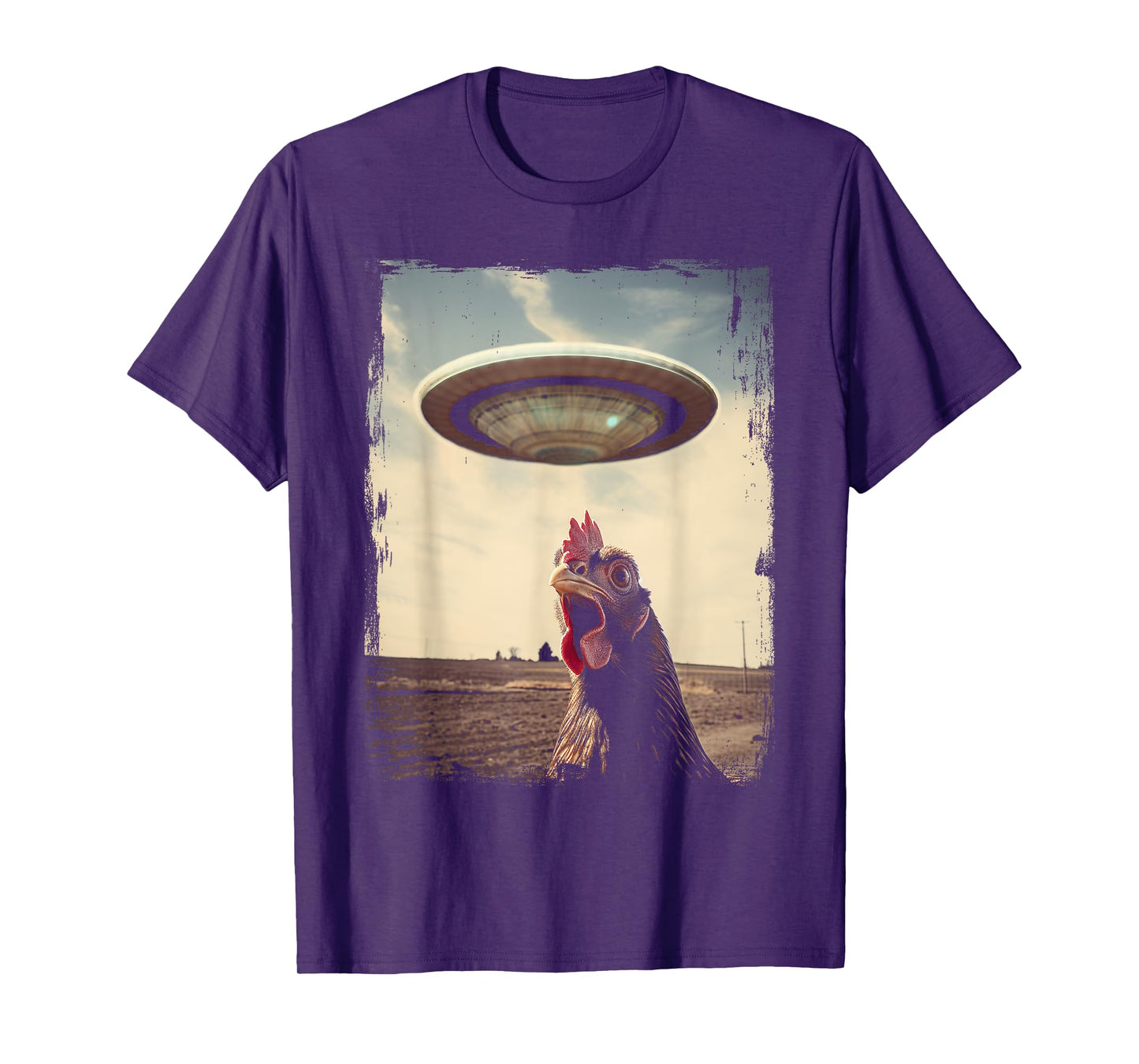 Funny Weird Chicken UFO Weirdcore Alien Believer Farmer T-Shirt