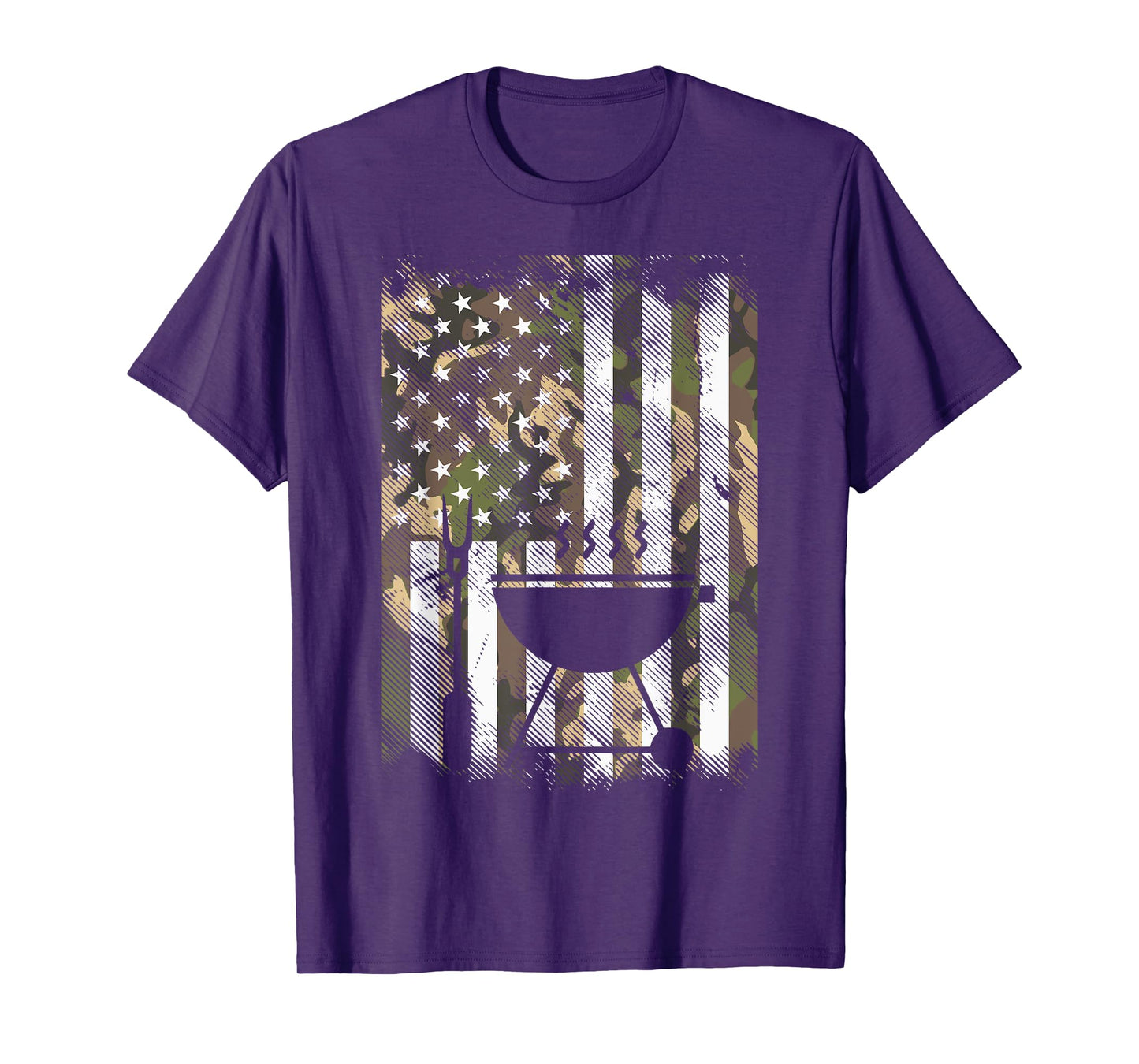 Camo US Flag Bbq Grill Vintage Grilling Smoking Patriotic T-Shirt
