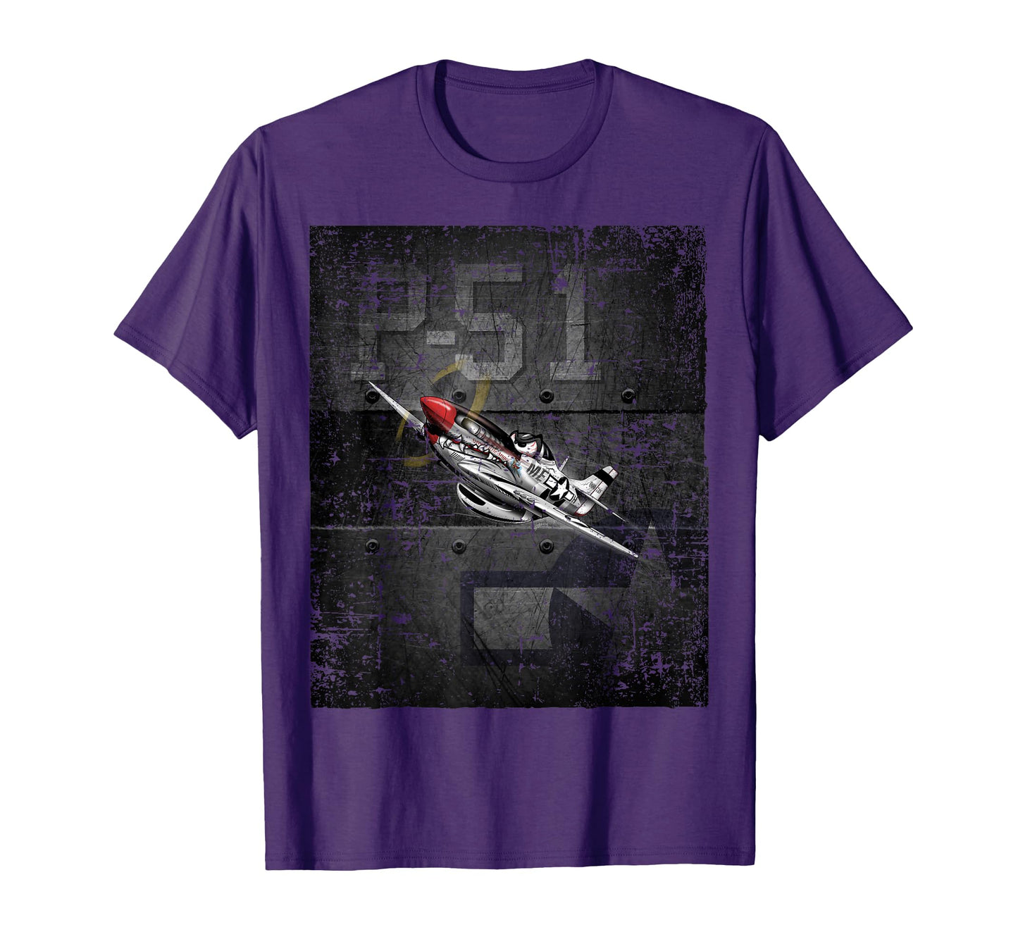 P51 Military Fighter Airplane WW-II Warbird Cartoon T-Shirt