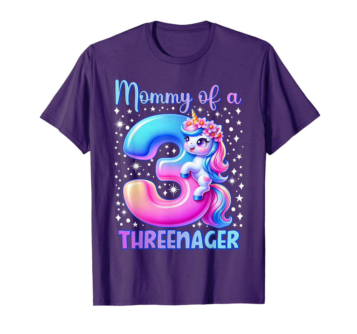 Mommy Of A Threenager 3rd Birthday Kid Princess Crown T-Shirt