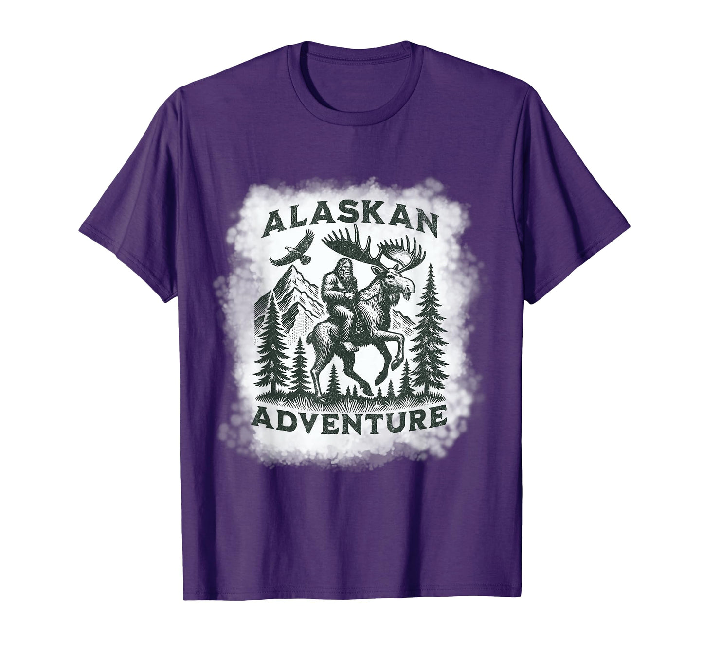 Alaskan Adventure Bigfoot Riding Moose Funny Outdoor Alaska T-Shirt