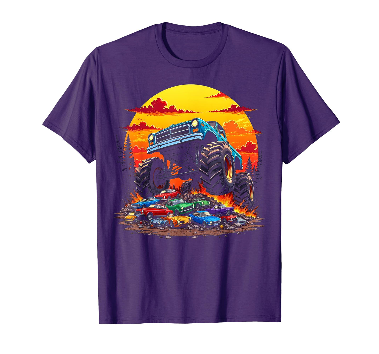 Monster Trucks Birthday Party Retro Monster Truck T-Shirt