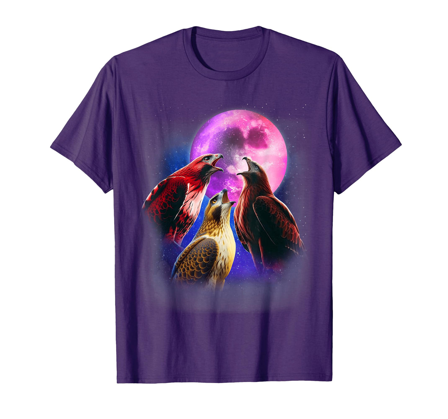 3 Hawks Howling At The Moon Funny Hawk Bird Lover Birder T-Shirt