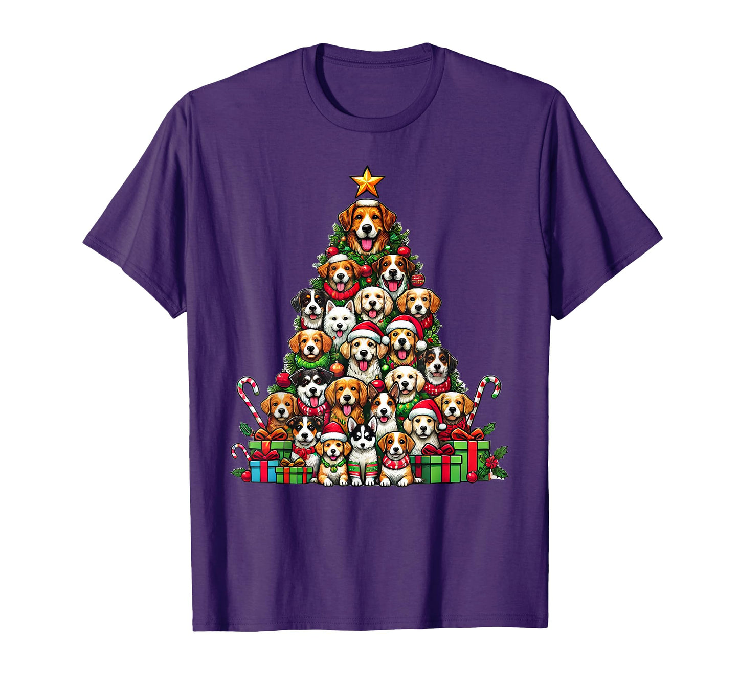 Dog Christmas Tree Funny Dog Xmas T-Shirt for Men Women Girls Kids