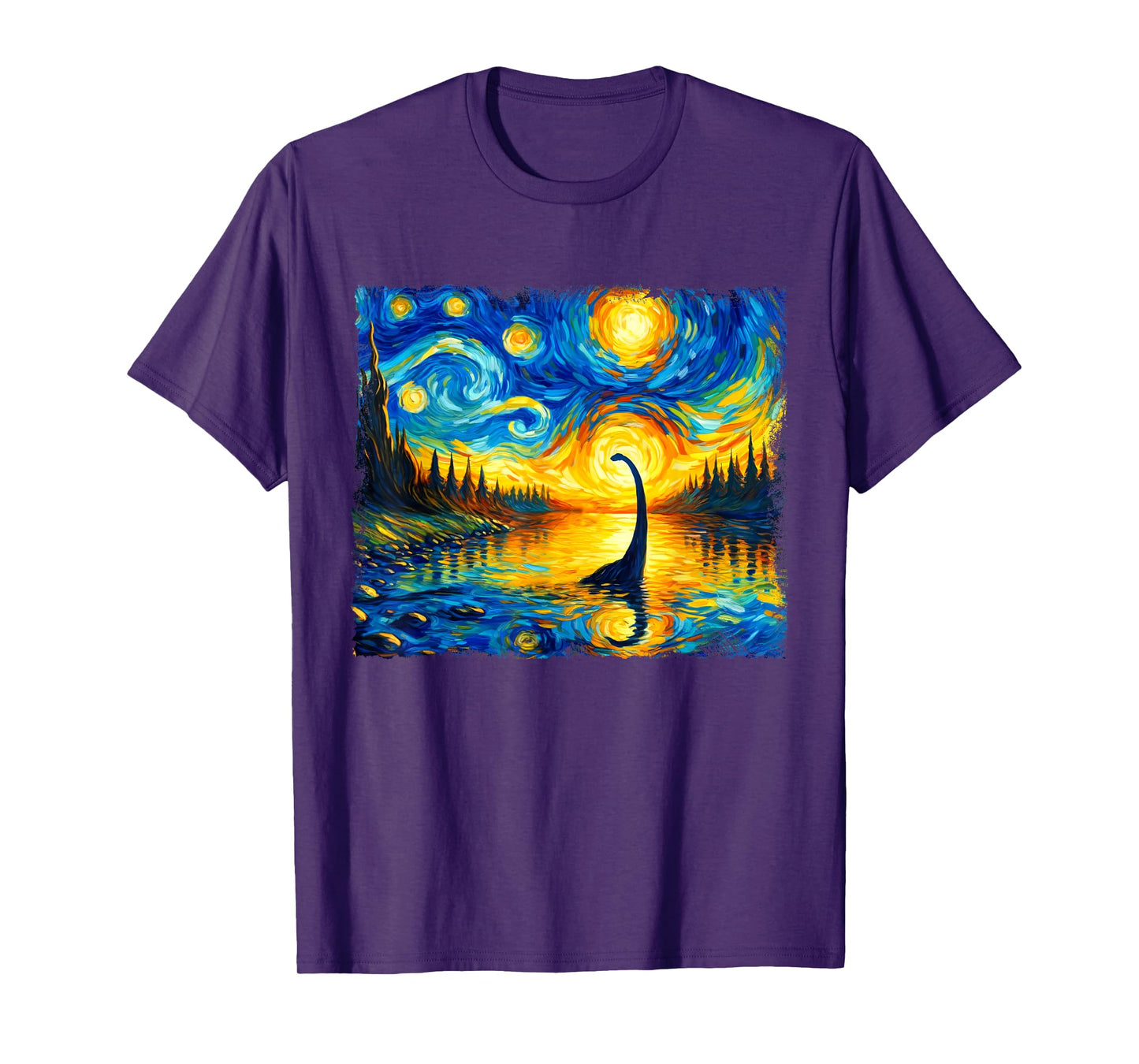 Vintage Arts Loch Ness Monster Outfits Starry Night Humor T-Shirt