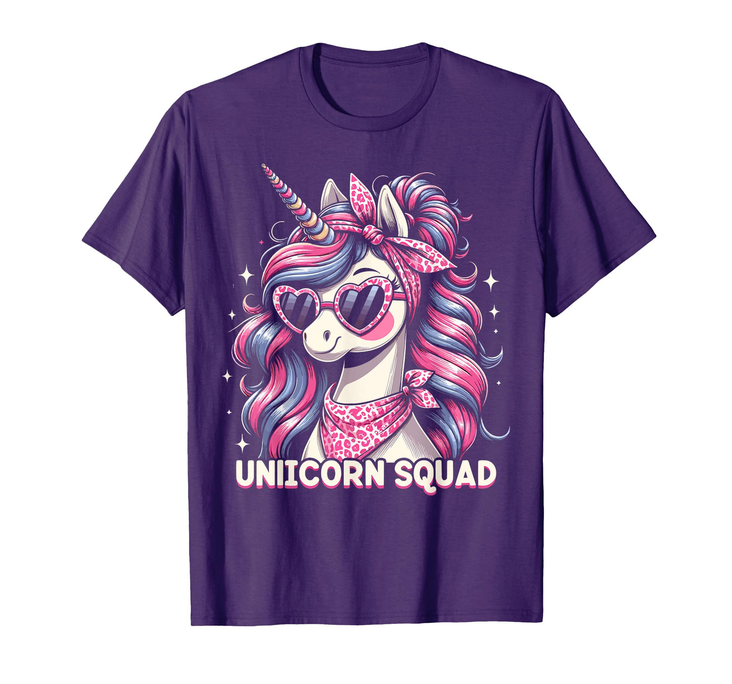 Unicorn Squad - Graceful Unicorn with leopard Bandana T-Shirt