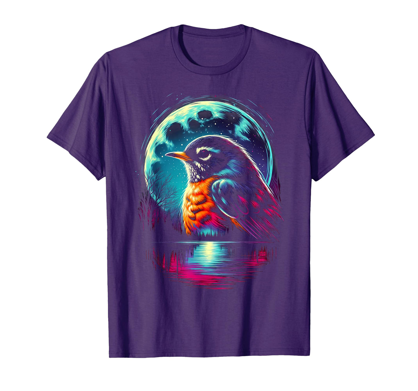 Colorful American Robin Bird Spirit Animal Cool Illustration T-Shirt