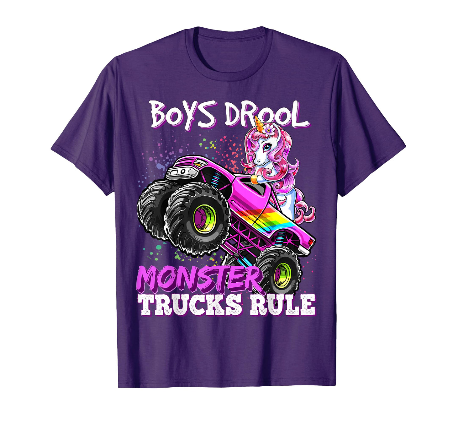 Boys Drool Monster Trucks Rule Unicorn Monster Truck Girl T-Shirt