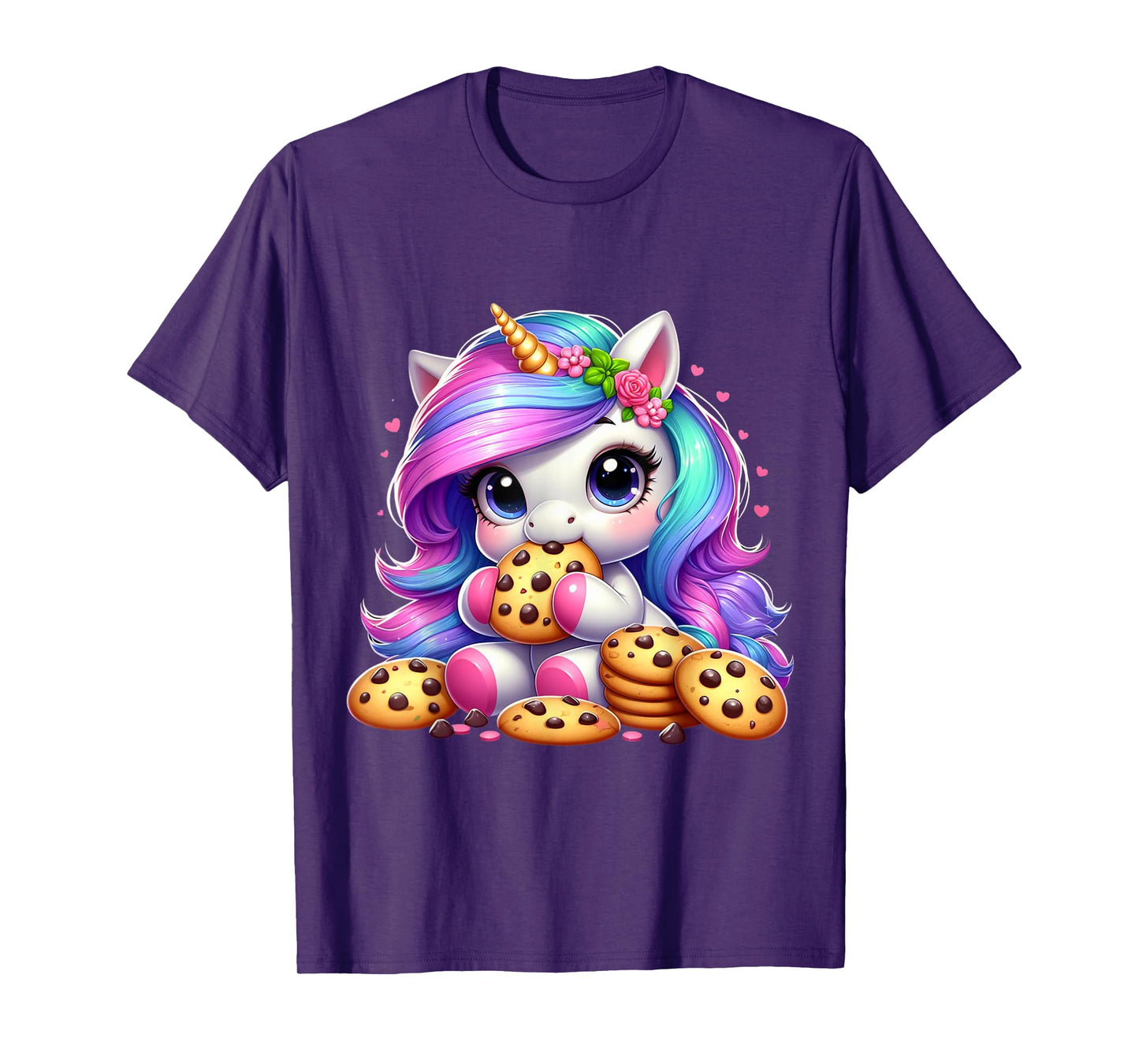 Unicorn Eating Chocolate Chip Cookies Men Women Kids T-Shirt