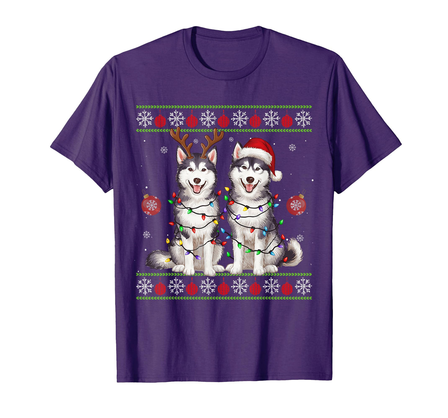 Siberian Husky Christmas Santa Reindeer Christmas Sweater T-Shirt