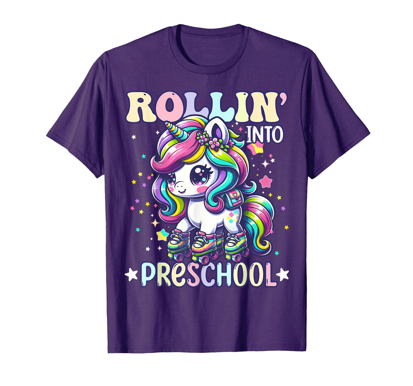 Preschool Back To School First Day Girls PreK Rollin Unicorn T-Shirt