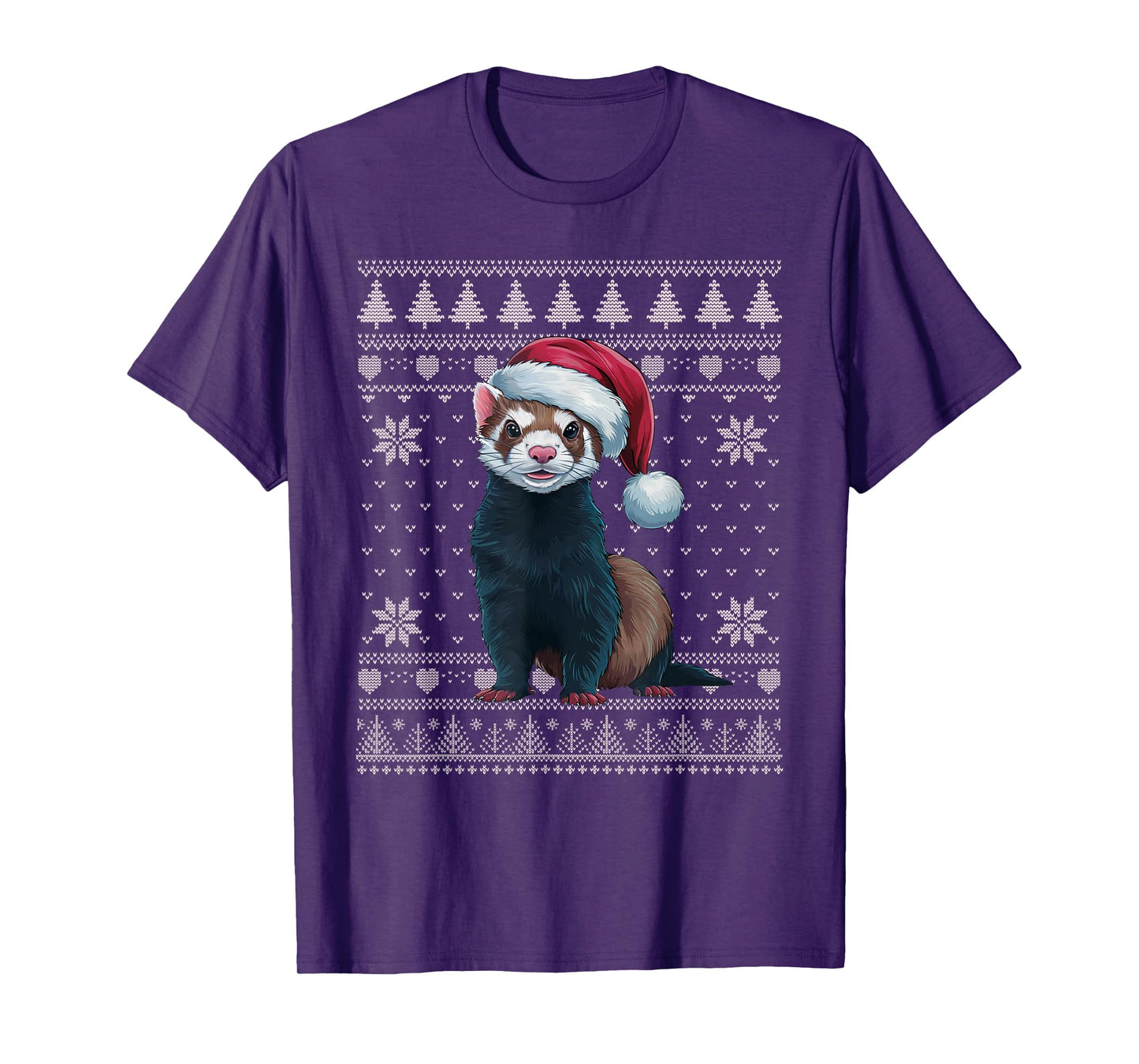Funny Ferret Ugly Christmas Sweater Santa Xmas PJs T-Shirt